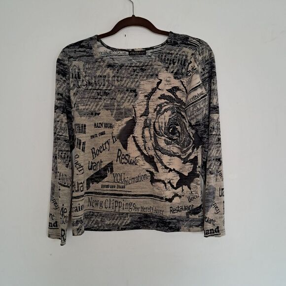 Y2K Vintage Top Shirt Women's Large L Cyber Grunge Goth Rhinestones Whimsigoth - Picture 1 of 9